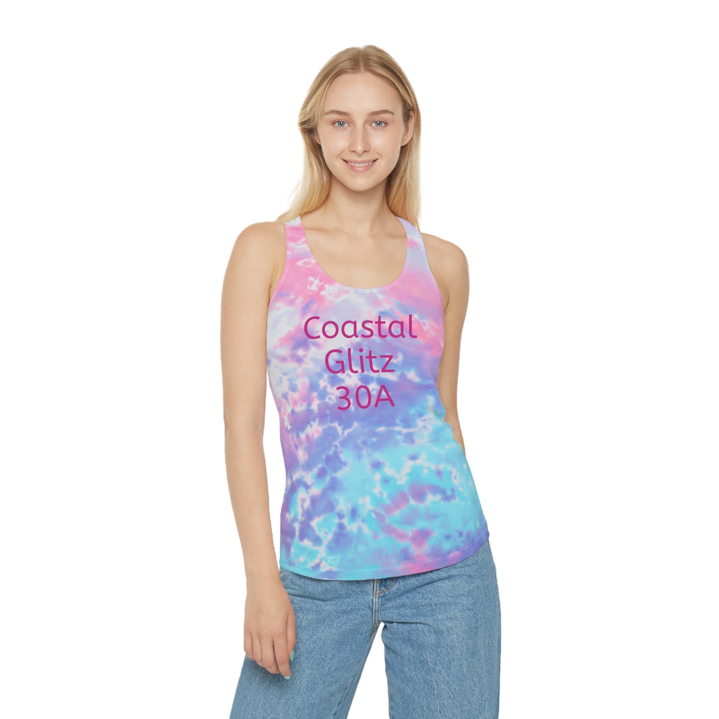 Coastal Glitz 30A Tie Dye Racerback Tank Top