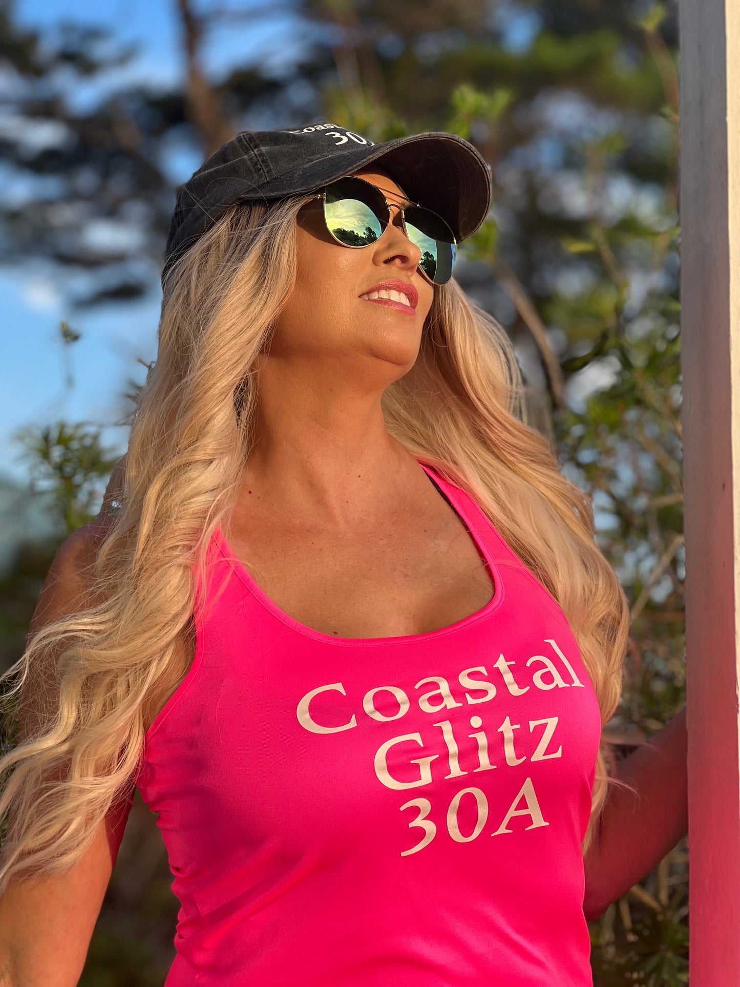 Women's Coastal Glitz 30A Hot Pink Tank Top