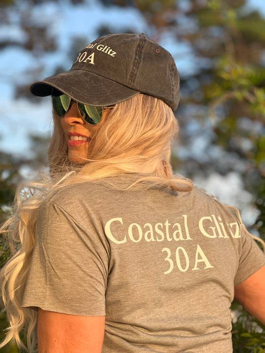 Women's Coastal Glitz 30A Grey Cropped T-Shirt
