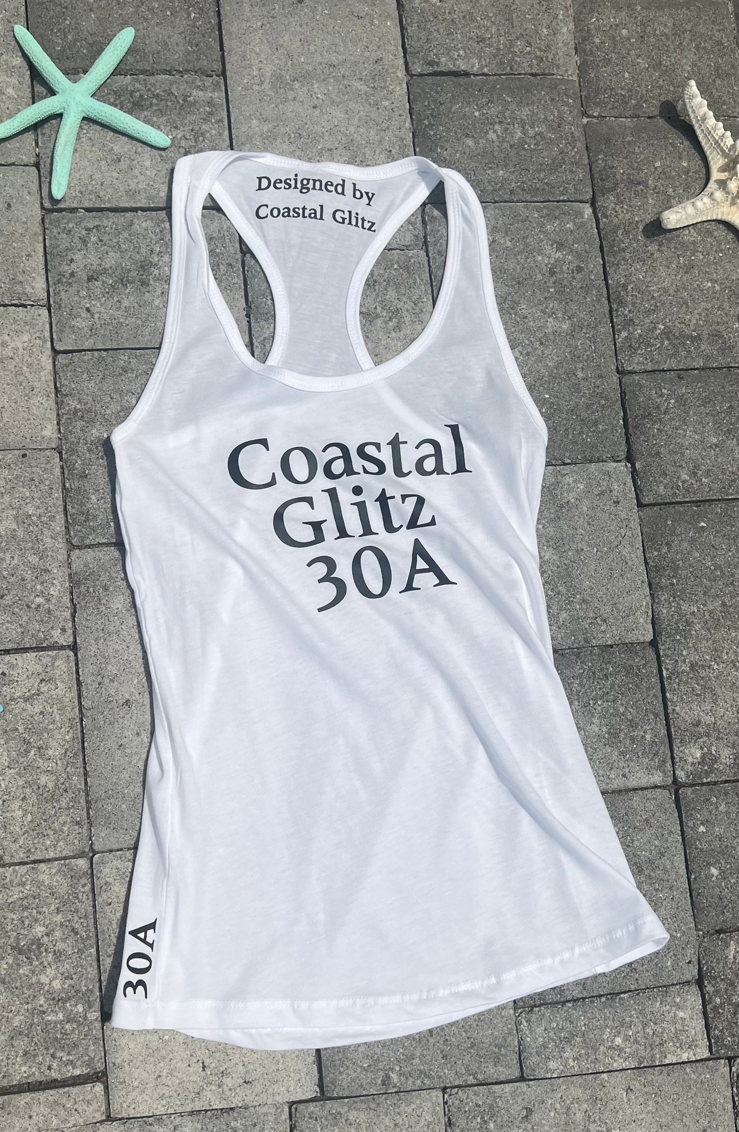 Women's Coastal Glitz White Tank Top.